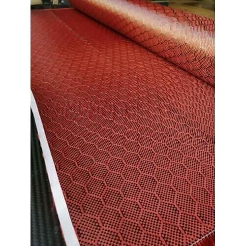 Red Football pattern Honeycomb Real Carbon Fiber Cloth 3K 240gsm 40" / 100cm width Hybrid Carbon Kevlar Fabric