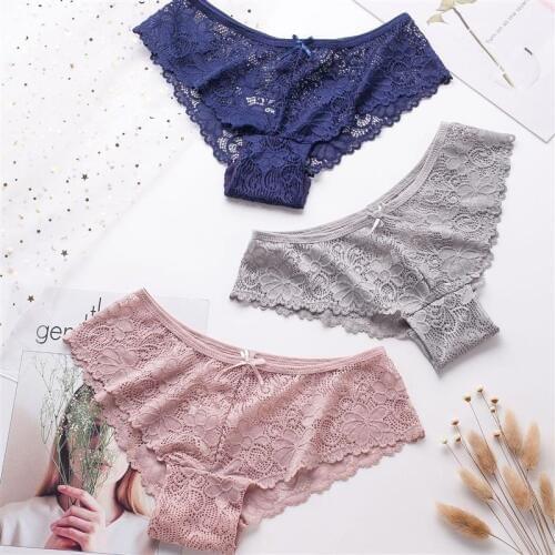 3 Pieces Hot Sale Sexy Lace Panties Cotton Soft Women Briefs Low Rise Waist Panties High Quality Cute Lady Underwear Briefs