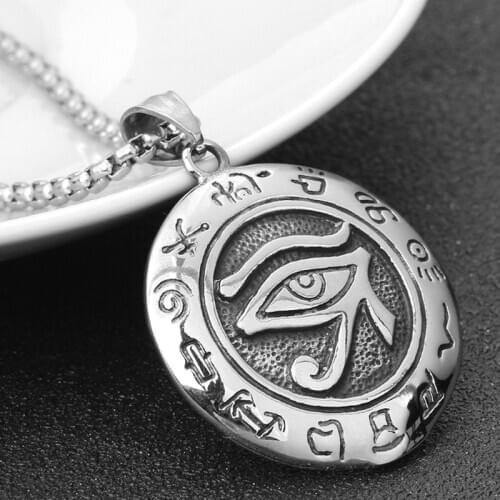 Vintage Fashion Antique Egypt Mythology Eye of Horus Rune Amulet Necklaces for Men