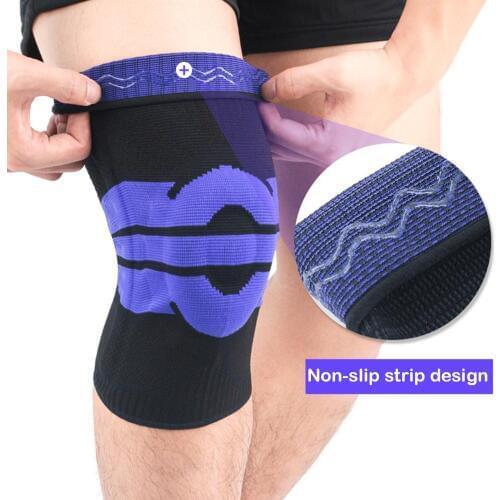 Knitted Breathable Silicone Spring Knee Pad Best Brace with Side Stabilizers Patella Gel Pad Support Arthritis Meniscus Tear
