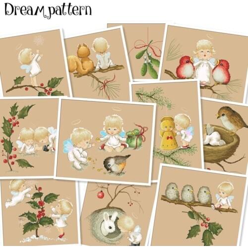 Little angels cross stitch cartoon baby snow package 18ct 14ct 11ct cloth cotton thread embroidery DIY handmade needlework