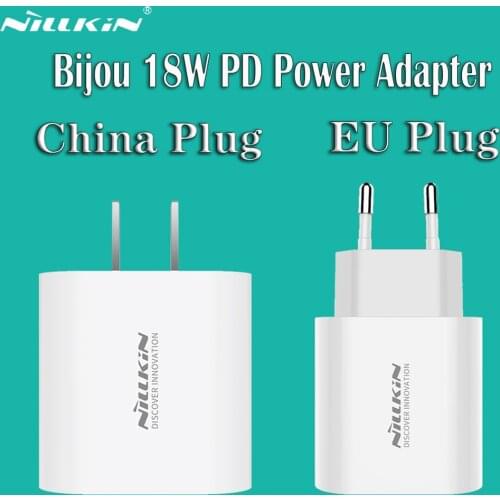 For iPhone 12 Pro Max Charger Nillkin Bijou 18W PD Power Adapter For Xiaomi 11 Samsung S21 Ultra Compact USB-C Fast Charger
