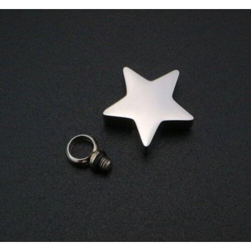 1Pcs Stainless Steel Star Keepsake Ash Canister Cremation Urn Wish Vial Pendant Prayer Purfume Box 19x22MM 1190020