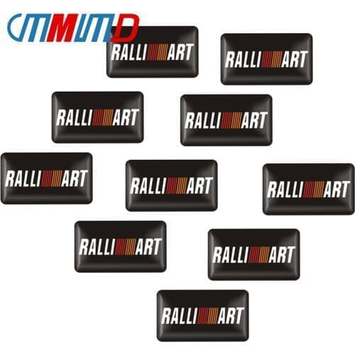 3D New 10pcs Car styling small Decorative Badge Steering wheel case Decal for mitsubishi Ralliart Emblem Sticker Auto Accessorie