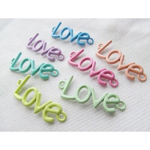 100pcs 15mmx40mm Colorful Enamal Sideway LOVE Connector Pendant Charm/Finding,for Bracelet &Necklace,DIY Accessory