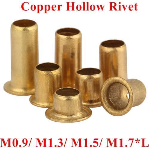 1000pcs M0.9, M1.3, M1.5, M1.7 Copper Hollow Rivets Double-sided circuit board PCB vias nails / copper corns Tubular Rivets Nuts
