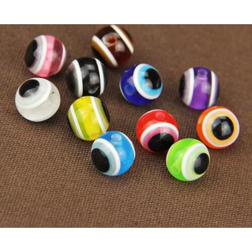 20Pcs Loose Round Acrylic Beads 10mm Evil Eye Shaped Spacer Beads Handmade For Necklace Bracelets DIY Jewelry Components Making