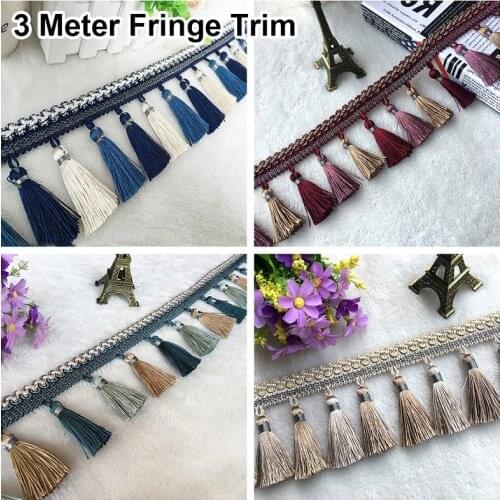 3 Meter European Style Rayon Lace Tassel Fringe Curtain Sofa Tablecloth Accessories Lace Trimming Ribbon Diy Upholstery Decor