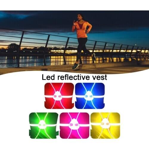 360 High-visibility Reflective Vest Flashing LED Night Driving Bicycle Outdoor Lighting Safety Riding Vest