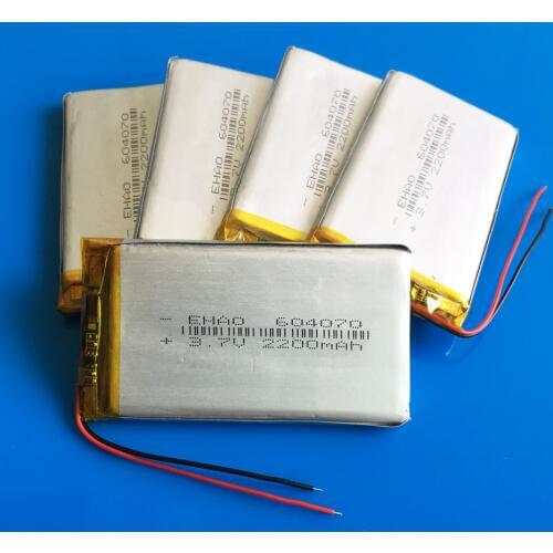 5 pcs 604070 3.7V 2200mAh lipo polymer lithium rechargeable battery for GPS DVD power bank Tablet PC PAD Laptop PDA 6*40*70mm