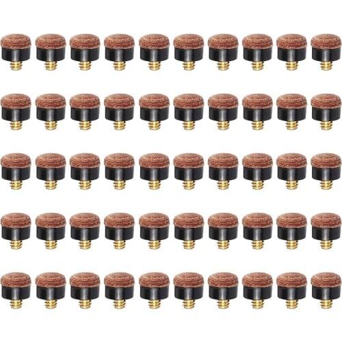 50Pcs Billiard Pool Cue Stick Screw-on Tips 1m Billiard Cue Tips for Pool Cues and Snooker