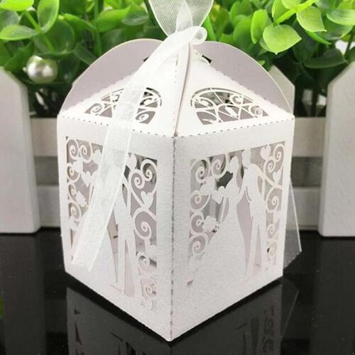 50pcs Laser Cut Bride And Groom Candy Box Baby Shower Gift Box Wedding Favors And Gifts Wedding Decoration Event Party Supplies