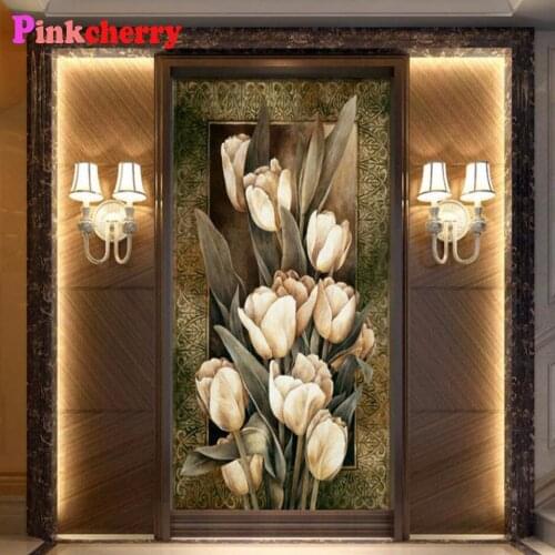 Diamond Embroidery Retro Tulips Large Mural Flower Diamond Painting Full Square Round Home Decor Abstract Wall Art Novel Paintin