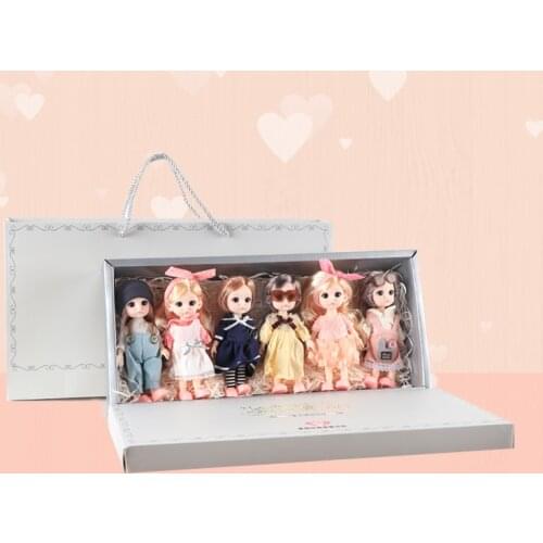 BJD Dolls 16cm 13 Movable Joints 1 Box of 6 Pieces/each Set Fashion Dress Princess Girl DIY Toy Decoration Birthday Gift Box