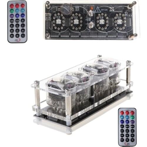 Brand New IN-12 Glow Tube Clock Colorful 4 Digits LED Retro Clock Nursery Home Living Room Bedroom Decoration Nixie Clock