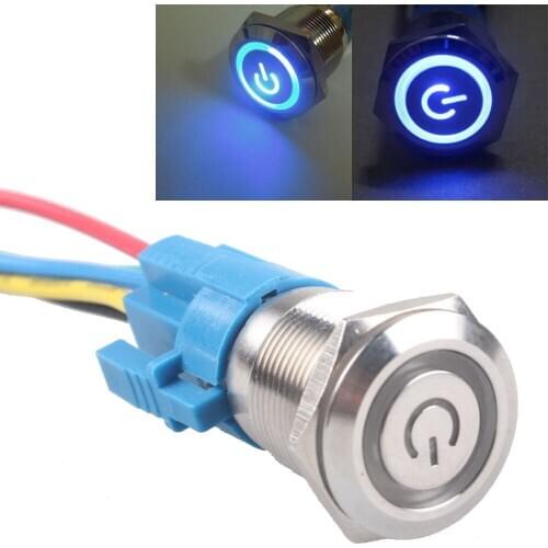 EE support 19mm 12V 5A Colors Led Light Symbol & Angel Universal Car Accessories Metal Push Button Switch + Plug