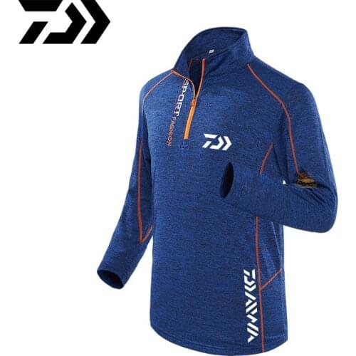Daiwa Fishing Long Sleeve T-shirt Mens Outdoor Quick-drying Clothes Loose Sweat-absorbent Breathable Sports Running T-shirt