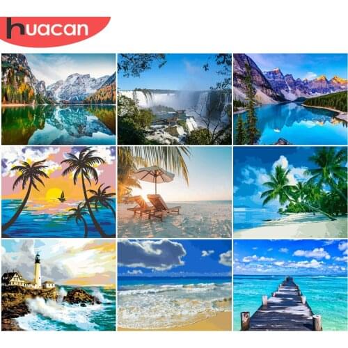 HUACAN Paint By Numbers Sea Drawing On Canvas Hand Painted Paintings Seascape Gift DIY Pictures By Number Scenery Home Decor