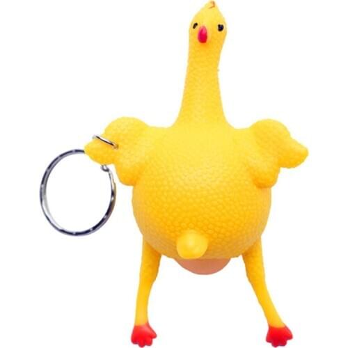 1pcs Squeeze Toys Stress Relief Toys Vent Chicken Egg laying Hens Key-chain Funny Novelty Tricky Gadgets Kids cut Toys