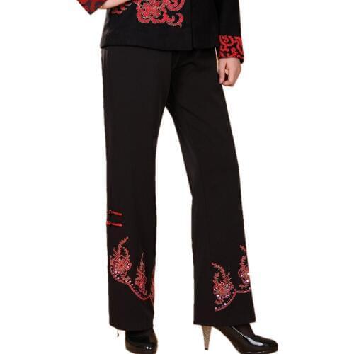 Shanghai Story Chinese trousers Chinese Traditional Clothing Womens Hand-made Painting Flares Trousers Long Pants 4 Style