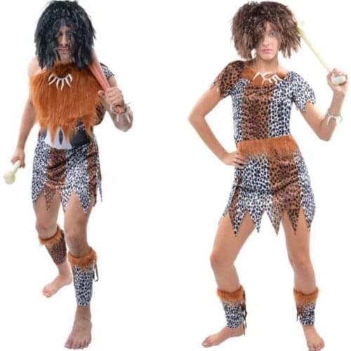 Boys Girls Woman African Original Savage Costume Wild Man Cosplay Costumes Halloween Party Carnival