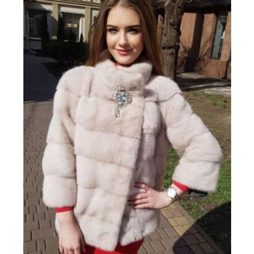 Fashion Cropped Fur Coats Women Mink Fur Jackets 2021 New Autumn Winter Solid Color Real Fur Coat