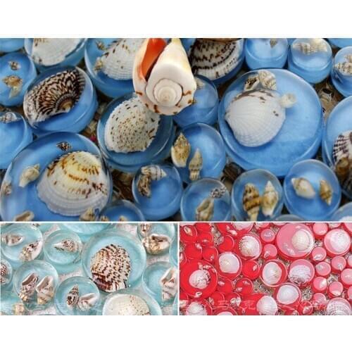 Round Eastern Mediterranean blue resin natural shell mosaic tiles EHM1032 for kitchen backsplash bathroom shower wall mosaic