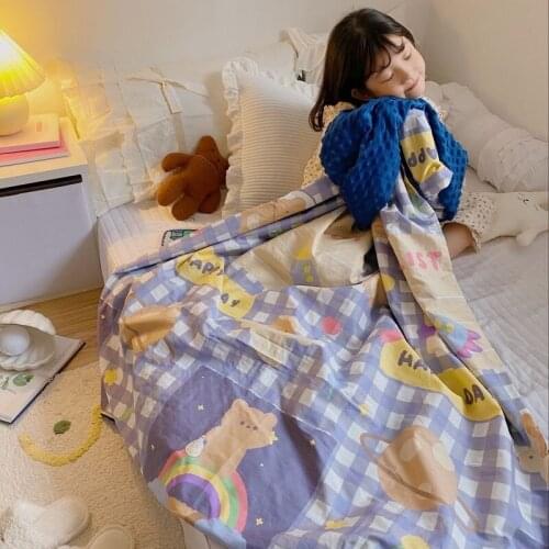 Soft Summer Quilt 120*150cm /80*120cm Baby Blanket 40s Satin Cotton Baby Soothing Blanket Kids Blanket Aircon Blanket