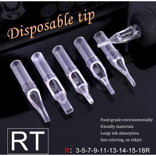 50Pcs Tattoo Transparent Disposable Tip Plastic Sterile Tattoo Tips Needle Permanent Makeup 3RT/5RT/7RT/9RT/11RT/13RT/14RT/15RT