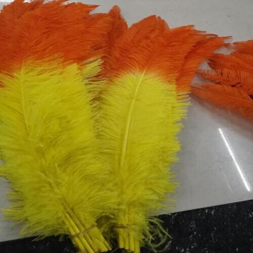 New 100pcs Yellow and Orange 35-40cm/14-16inches Ostrich Feathers For Crafts Plumes Jewelry Making Wedding Decoration
