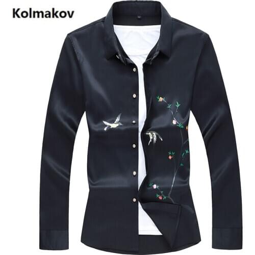 2020 autumn Mens Clothing Fashion Shirts Long Sleeve Casual Slim Fit Shirt Mens Cotton Business Shirt Men Plus Size M-7XL