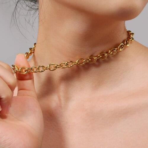 100% Stainless Steel 8mm Rollo Chain Necklaces For Women Men Gold/Silver Color Metal Rollo Cable Chain Heavy Duty Chain Choker