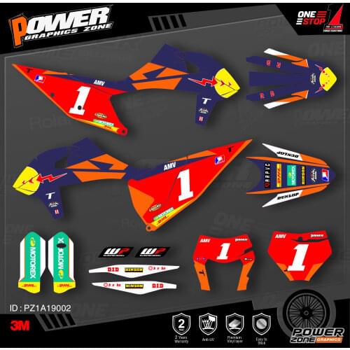 PowerZone Custom Team Graphics Backgrounds Decals 3M Stickers Kit For KTM SX SXF MX 19-20 EXC XCW Enduro 20-N 125 to 500cc 02
