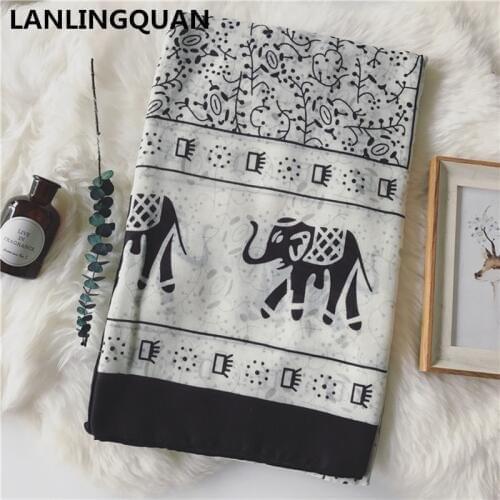 Desigual Foulard elephant female super long cotton scarf shawl sunscreen winter warm Hijab women Korean printing cotton scarves