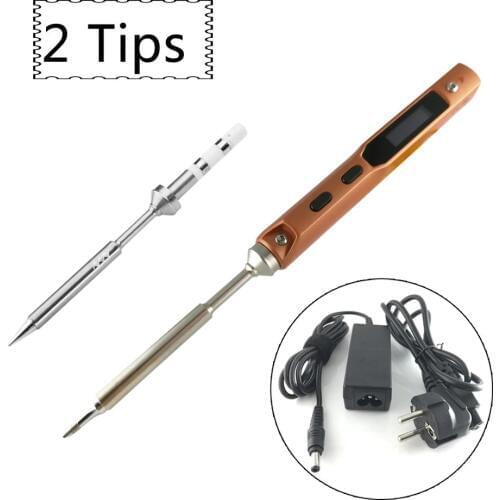 Gold Original Mini TS100 Portable Soldering Iron Station Kit OLED Display Fast Heat with 【TWO Tips】B2 & BC2 Tip & Power Supply