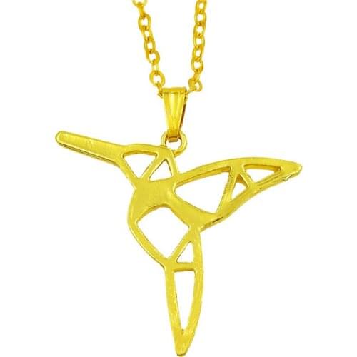 Drop Shipping Origami Hummingbird Necklace Delicate Bird Pendant Necklace Women Choker Necklace Jewelery Gift Gold Color