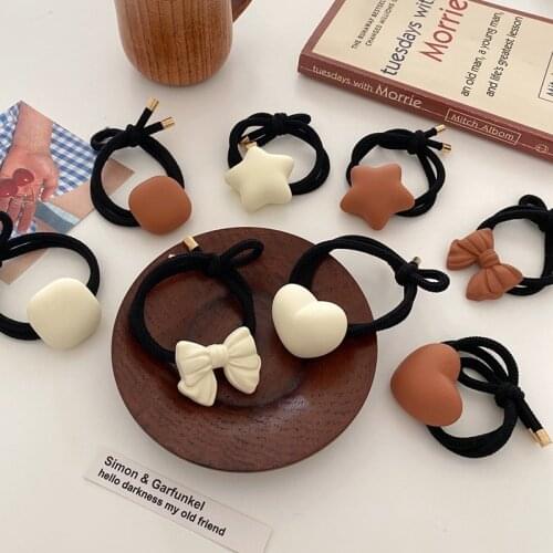 Japanese Style Milk Chocolate Frosted Hair Ring Coffee Color Girl Cute Hair Ties Rubber Band for Women Fashion Hair Accessories