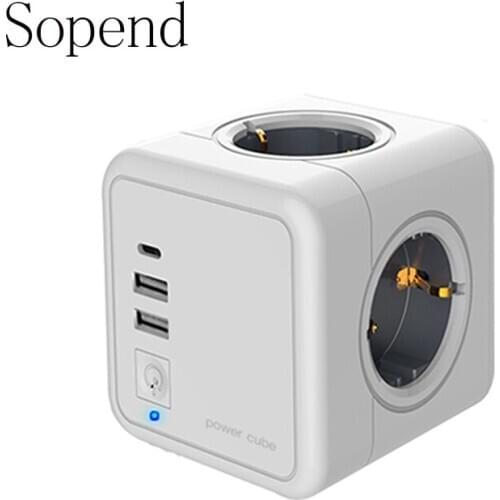 Sopend Power Wall Outlets Power Strip Powercube Smart USB Socket 5V 2.1A 250V Multiprise Wall 4 Outlet Extension Adapter Socket