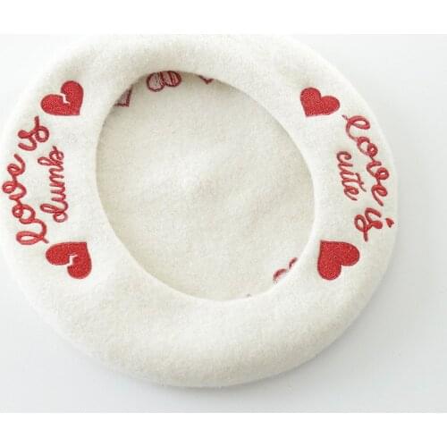 Woolen Hat Winter Berets for Women New Love Letter Embroidery Wool Beret Ladies Fashion 2021