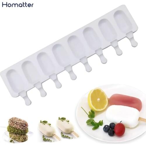 Homatter Silicone Ice Cream Mould Ice Cube Tray Popsicle Barrel Diy Dessert Ice Cream Mold with Popsicle Stick Ice Cream Maker