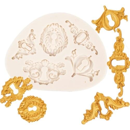 DIY Retro Key Keyhole Flower Lace Cake Decorating Tools Fondant Silicone Molds For Baking Pastry Kitchen Accessories