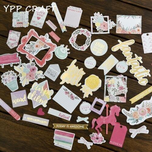 YPP CRAFT 35pcs Colorful Cardstock Die Cuts for Scrapbooking Happy Planner/Card Making/Journaling Project DIY