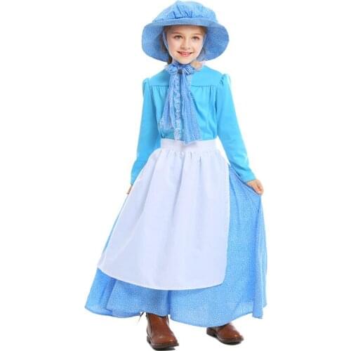 Girl Manor Peasant Woman Halloween Cosplay Costume Kid Servant Maid Fancy Dress