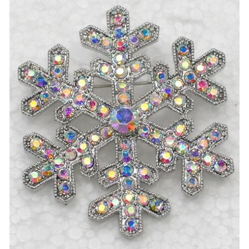 12pcs/lot Wholesale Rhinestone Christmas Snowflake Pin brooches C101926
