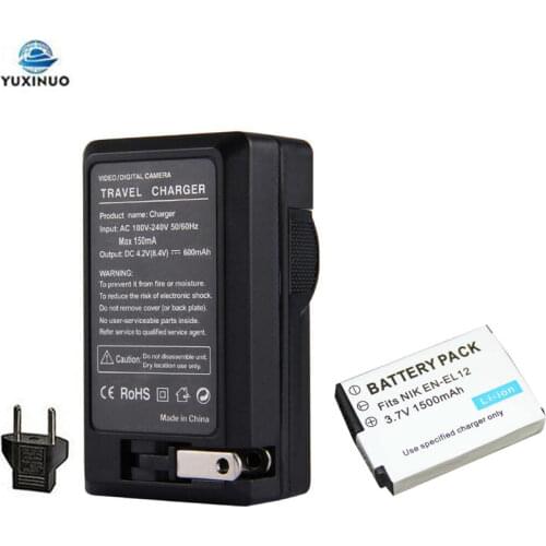 1500mAh EN-EL12 ENEL12 Battery + Charger for Nikon Coolpix A1000 B600 W300 A900 AW100 AW110 AW120 AW130 S6300 S8100 S8200 S9050