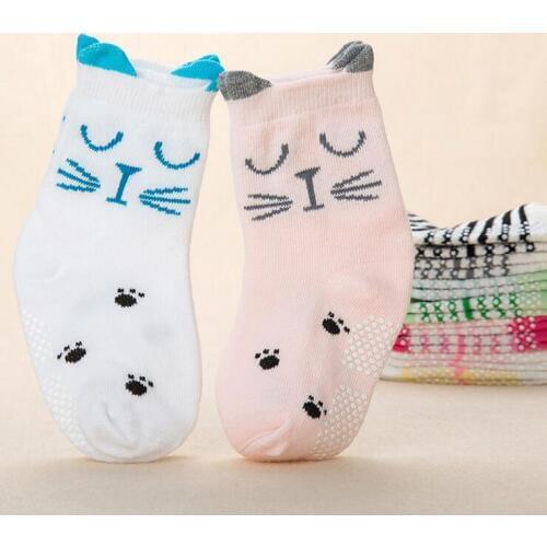 2 Pair Newborn Cotton Autumn Spring Baby Girl Boy Kids Socks Infant Children Toddler Cat Cheap Stuff Clothes rubber anti slip
