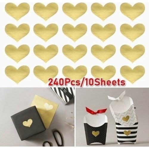 240Pcs/10 Sheets Golden Heart Handmade Cake Candy Packaging Sealing Label Sticker Baking DIY Gift Party Stickers Seal