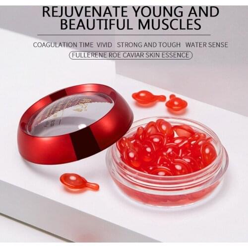 38PCS/Box Fullerene Caviar Capsules Serum Hyaluronic Acid Face Serum Moisturizing Whitening Shrink Pores Anti-Aging Skin TSLM1