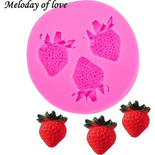 3D Strawberry silicone mold soap sugar fondant molds fruit chocolate moulds for cakes decorating tools silikon form T0107