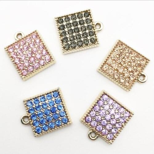 50pcs Square Pendant Crystal Rhinestone Bright strass Flatback Earrings Necklace Garment Ornament Celeb Hairpin Hair Clip Decor